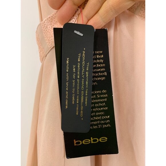 Formal Chiffon Overlay Strapless Jumpsuit Walk Thru Maxi Sz 4 NWT Bebe Prom - Picture 9 of 11